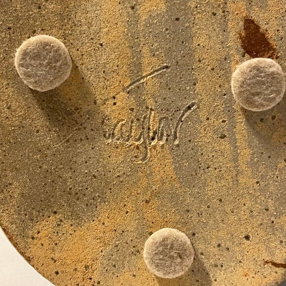 Studio Art Pottery Signed Handmade Blue Ceramic Freeform Hanging Wall Pocket - Picture 8 of 9